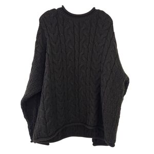 McKennas England Chunky Cable Knit Sweater XL XLARGE Wool Men Rolled Neck